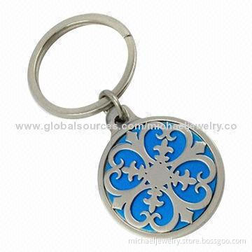 Stainless steel key chains with anodic oxidation blue, unique and popular